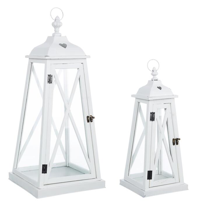 SET2 LANTERNA CROSS CUORE PIRAMIDE BIANCO di Bizzotto
